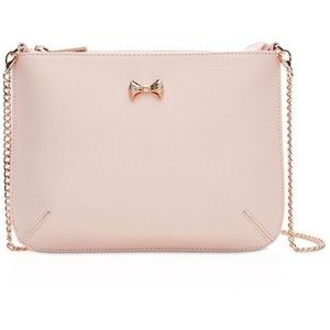 Ted Baker London | Amalia Pink Micro Bow Leather Crossbody Rose Gold Chain
